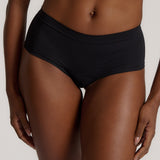 This image features the Cheekii Black, a stylish and comfortable women's underwear designed for everyday wear. The underwear is crafted from a stretch fabric that offers 360-degree stretch, providing ample coverage while ensuring no visible lines.