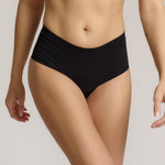 This image features the Cheekii Black, a stylish and comfortable women's underwear designed for everyday wear. The underwear is crafted from a stretch fabric that offers 360-degree stretch, providing ample coverage while ensuring no visible lines.