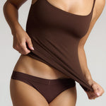 Brown cami top with plain background