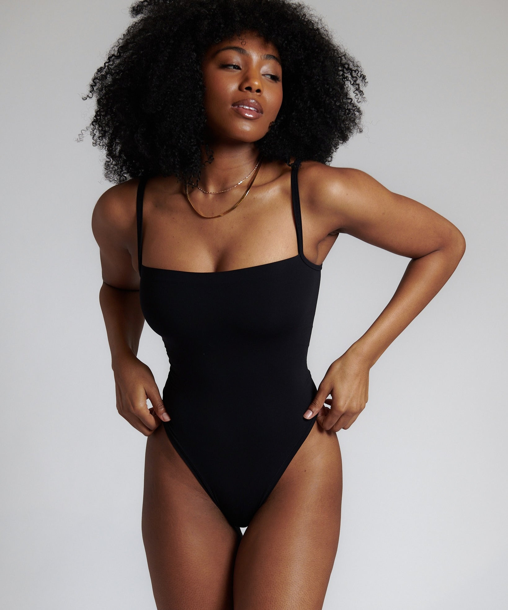 Square Neck Bodysuit Black