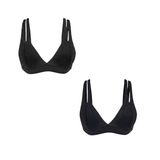 Two black bralette tops shown on a plain white background, one above the other.