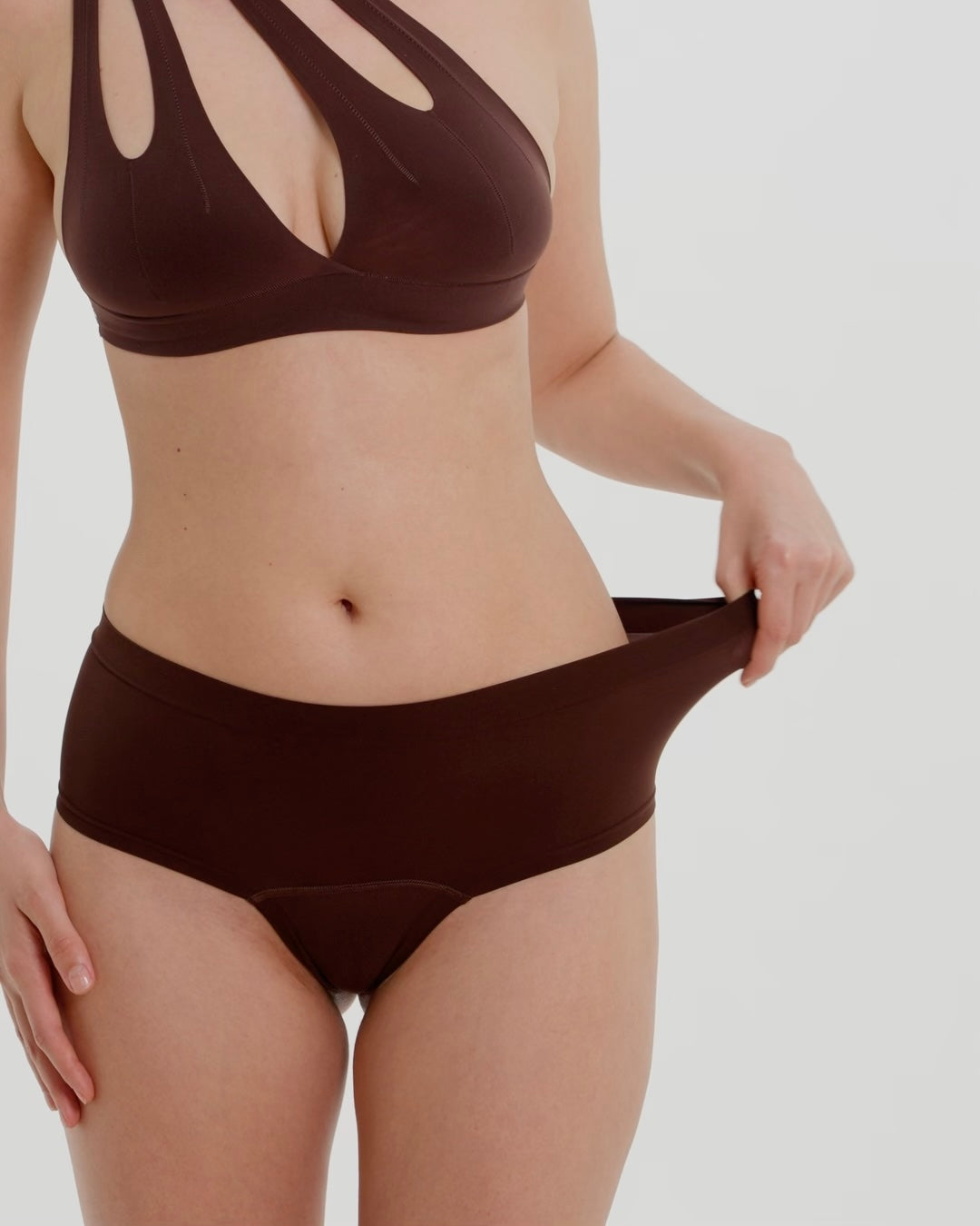 This image features the Cheekii Mocha, a stylish and comfortable women's cheekii underwear that showcases a rich mocha color. 